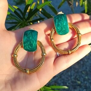 Vintage Gold Enamel Tone Statement Earrings